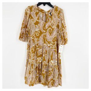 Art Class Girls Paisley Floral Pattern Gold Mustard Boho Flowing Dress NWT